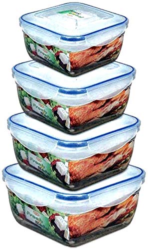 NEEZ Juegos de recipientes para Cereales Pasta, Fiambreras, Sin BPA, Almacenamiento de Alimentos, Almacenamiento y organización, Almacenamiento de Cocina y despensa (Pack of 4 Air-Tight Containers)