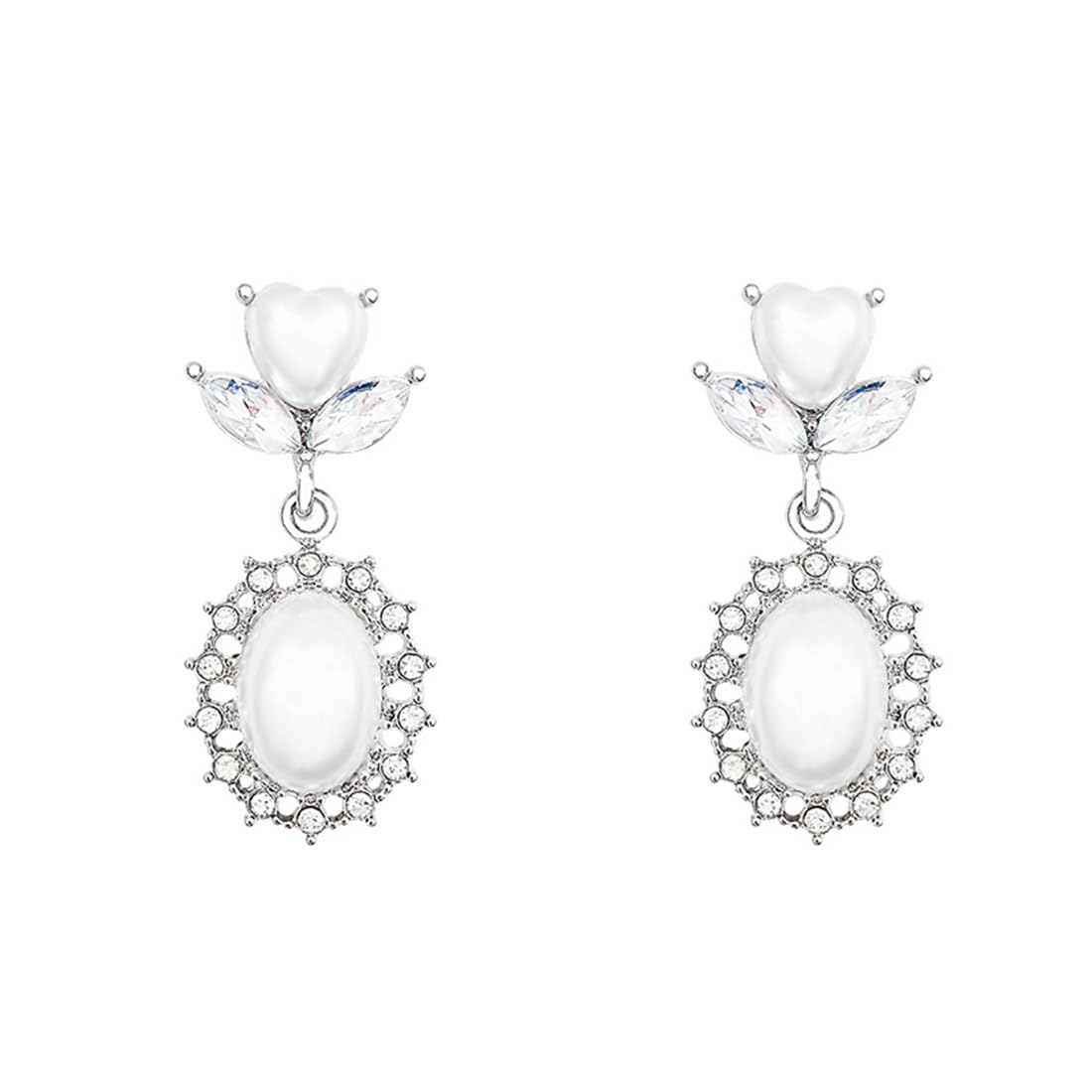 Miancheng Pendientes colgantes de perlas vintage de plata de ley 925,Pendientes colgantes de perlas blancas para damas,Novia,Dama de honor(Pendientes de boda), Plata de ley