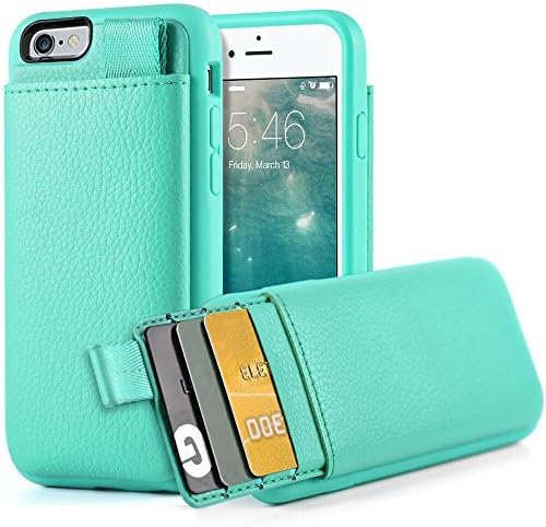 LAMEEKU iPhone 6 Plus / 6S Plus Card Holder Case, Protective Wallet Cover Leather Wallet case Credit Card Slot Holder, Holder Cover Compatible for iPhone 6 Plus / 6S Plus 5.5 inch - Mint Green