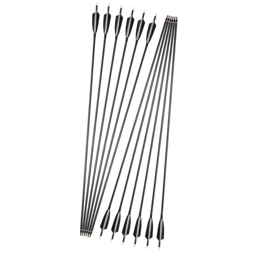 34" Frecce in carbonio Spine 500 Frecce da caccia Piuma naturale con 100 grani punta di freccia sostituibile per arco ricurvo Arco composto Caccia al tiro con l'arco (Frecce + Faretra)