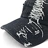 Kangqifen Unisex Vintage Distressed Denim Baseball Cap Outdoor Sports Casual Hat Adjustable Black #3