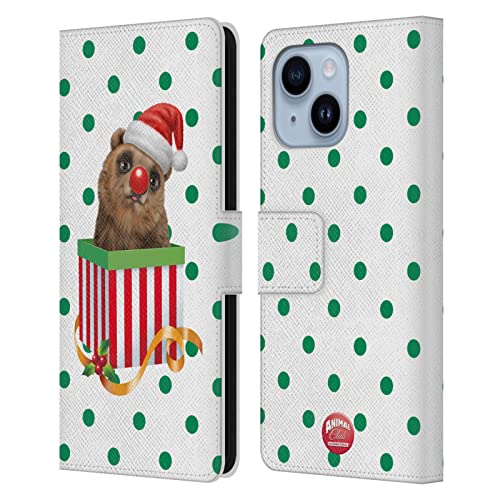 Protection intégrale iPhone 14 Plus motif Ours Noël étui cuir rabat magnétique