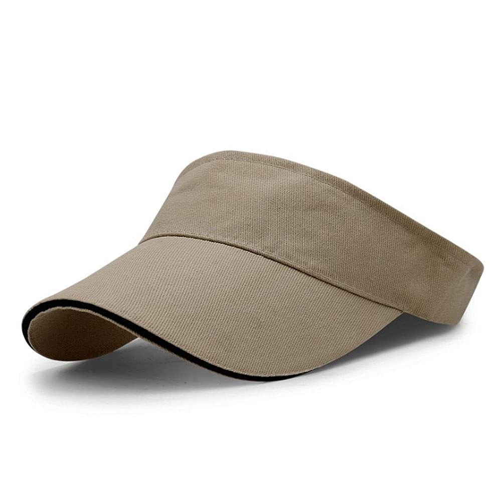 Camelliass Unisex Khaki Sports Sun Visor Hat Adjustable Ponytail Baseball Cap Golf Tennis Visor Hats For Men Women (Khaki)
