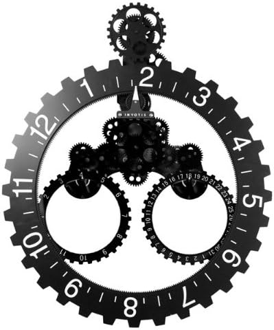 Gear Wheel Wall Clock Big Hour Year Month Black