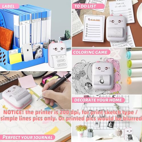 NAKY Mini Bluetooth Thermal Printer, Portable Label Printer Inkfree Printer for Android & iOS System, Black on White Thermal Printer Stickers. - Image 3