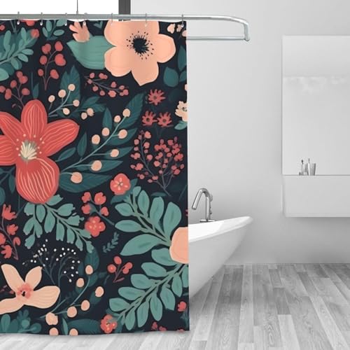 Rideau de douche pour salle de bain imperméable fleur 182x182 cm - 7