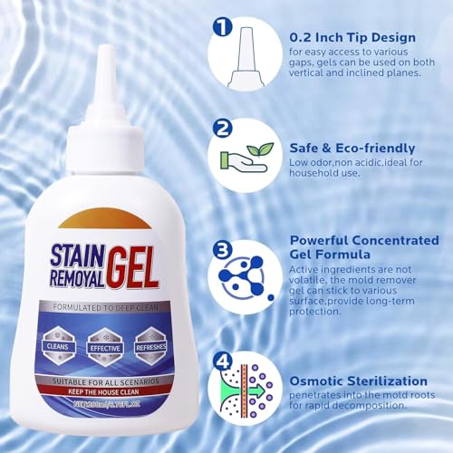 Image of VONT Mold Stain Remover Gel :Use on Washing Machine Gasket,Sink,Shower and Bathroom Grout - Front Load Washer Cleaning Solution,Heavy Duty Stain (200 ml)
