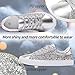 AISFAES Glitter Sneakers Sparkly Low Top Sequins Lace Up Tennis Shoes Comfort Bling Fashion Shiny Walking Shoes (Silver Glitter, 11 Women/9 Men)