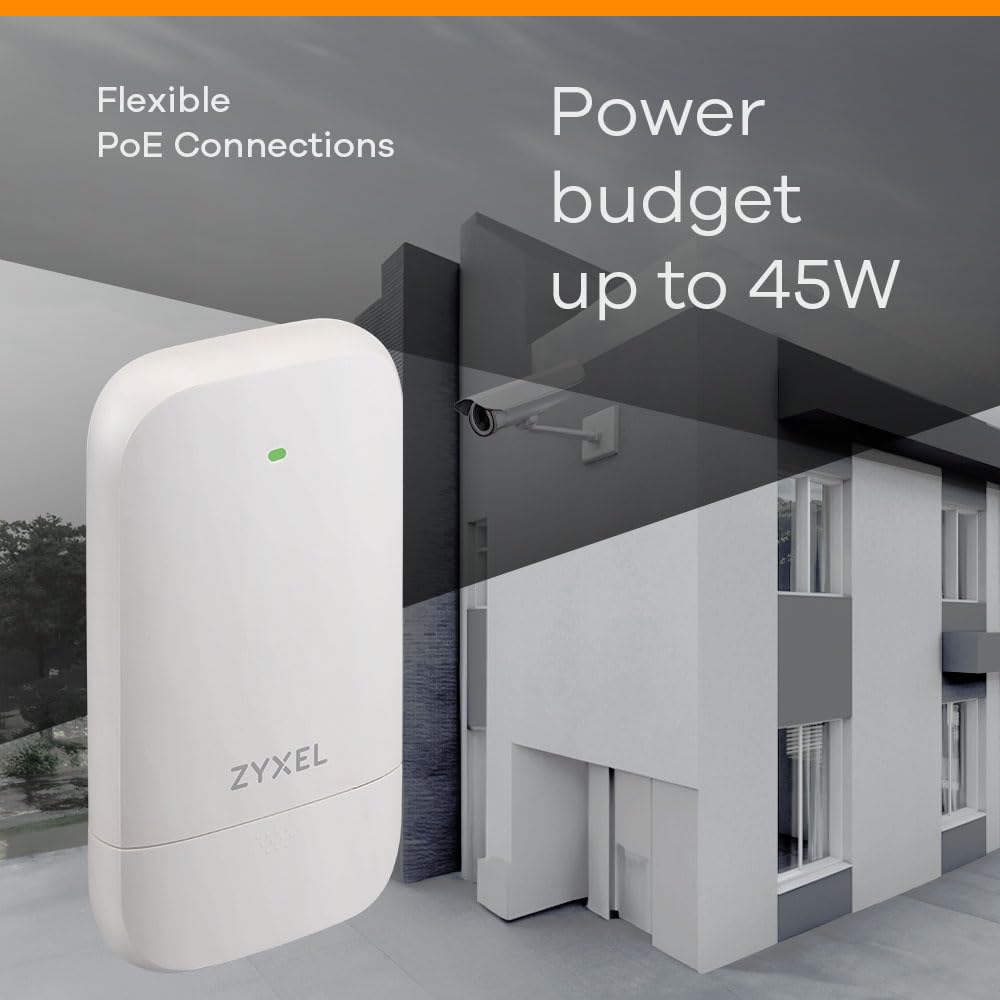 Zyxel 4-Port Gigabit PoE Extender | IEEE802.3af/at/BT Standard | 1-Port 60W in 3-Port 30W out | Interior & Exterior | Nebula Cloud [POE12-3PD] | 1 Puerto de Entrada 60W + 3 Puertos de Salida 30W, Interior y Exterior, Nebula Cloud