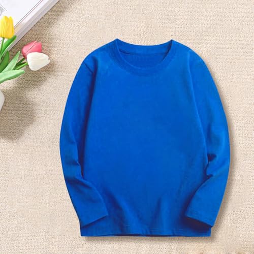 Boys Girls Long Sleeve Shirt Soft Cotton Tees Kids Solid Basic Crewneck T-Shirts Top Teens Boys Comfort Fall Clothes2