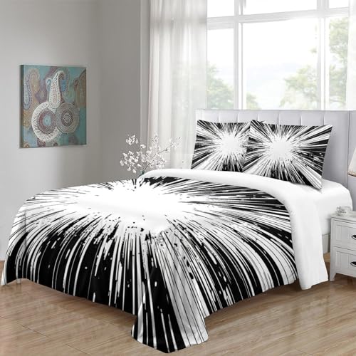 Parure de lit 200x200 microfibres avec housse de couette rayures 3D