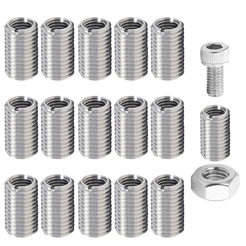Jiavlyx Pack of 15 M10 to M8 threaded sleeves, M10 to M8 x 15 mm threaded socket, stainless steel threaded sleeve, screw nut M8 thread adapter, thread reduction set, adapter for screw connections
