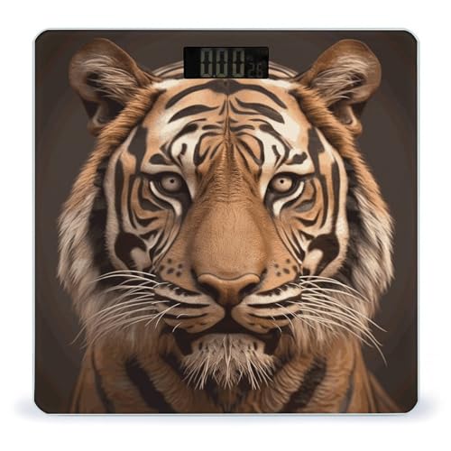 Báscula Digital de Baño 3D Cabeza Tigre Vidrio Templado miniatura 1