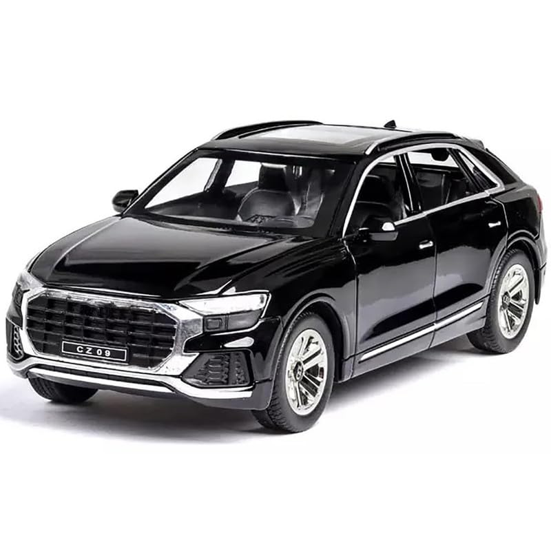 Image of New 1:32 Q8 Diecast Alloy Metal Pull Back Car with Openable Doors Music Sound and Light Vehicle Toy Car for Kids Boys (Black)