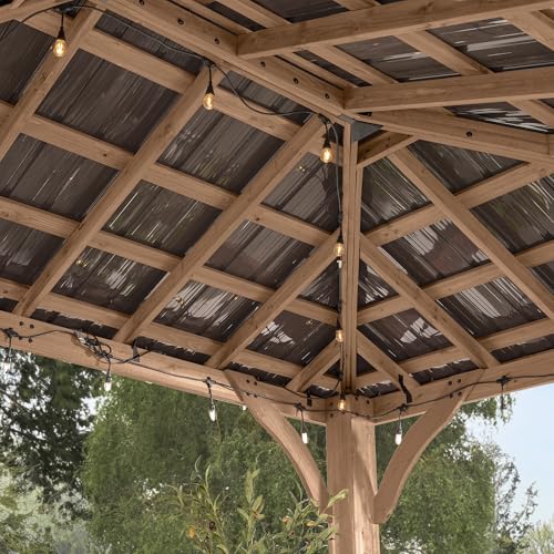 Backyard Discovery Barrington 16' x 12' Cedar Wood Outdoor Gazebo Pavilion with Hardtop Galvanized Steel Hip Roof, Snow Support, Wind Resistance, PowerPort, Shade for Garden, Patio, Deck, Entertaining - image 6
