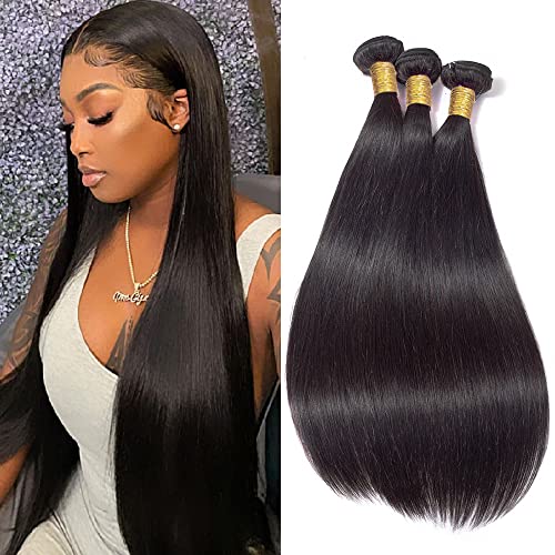 10A Straight Bundles Human Hair (20 22 24 Inch) Brazilian Straight Human Hair Bundles 100% Unprocessed Virgin Remy Straight Hair Weave Bundles
