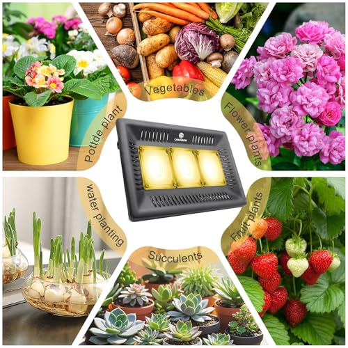 Image of CANAGROW Waterproof Plant Light, Outdoor Grow Light, Sunlike Full Spectrum COB LED Grow Lamp, Refugium Light for Saltwater Aquarium, No Noise, Heating Lamps for Plants Seeding Veg Blooming Fruiting
