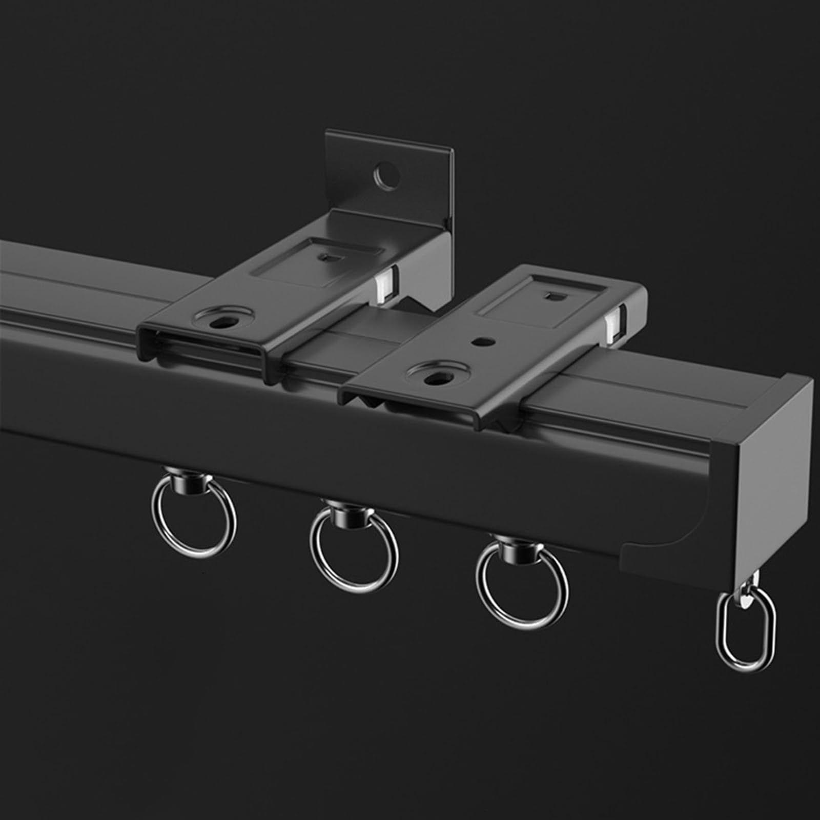 Heavy Duty Ceiling Curtain Track Wall Mount Curtain Rail 2.6mm Thick Curtain Rod(Color:Black,Size:C-75cm)