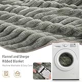 CURECURE Electric Heated Blanket Throw, Soft Ribbed Flannel and Sherpa Heated Blanket, 180 X 130cm, 6 Heat Settings & 1-10 Hours Automatic Timer, Home and Office Use, Machine Washable (Greyish Green) - Image 8