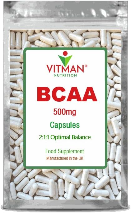 BCAA Capsules Branched Chain Amino Acids (BCAA) L-Leucine, L-Isoleucine & L-Valine, Pre & Post Workout Capsules