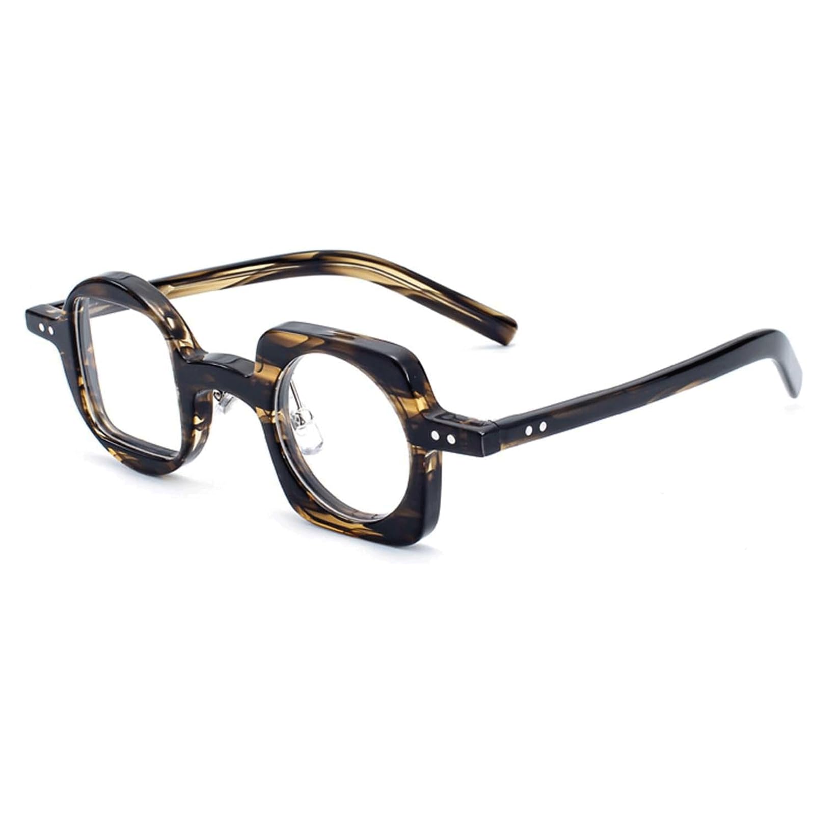 BKEKM Montures de Lunettes en Acétate Asymétriques Créatives Unisexe avec Lentilles Décoration Parfaite Ultra-Léger