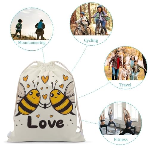 Drawstring Bag Backpack Bee Love Honey Sackpack Foldable String Bags Sports Gym Bag for Shopping Yoga3