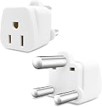 South Africa Travel Plug Adapter,South Africa Plug Adapter 3 Prong Safe Grounded USA to Any Type M for Country Such as Botswana,Nepal Pakistan,Namibia and More,White 2 Pack