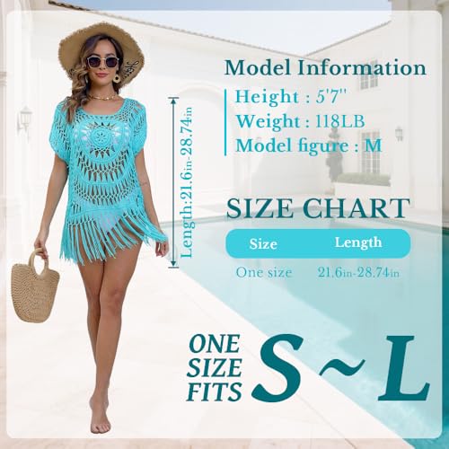 Swimsuit Cover Up Women Beach Crochet Bikini Coverups Summer Pool Swimwear Tassel Dress4