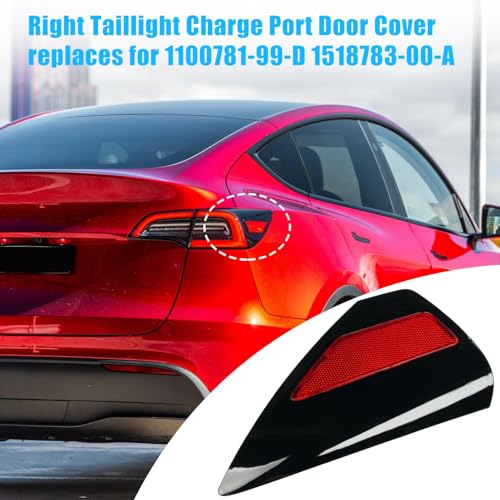 Image of Jaronx Compatible with Tesla Charging Port Cover for Model 3 2017-2023 Model Y 2020-2023 (NOT FIT 2024+), Rear Right Taillight Cover Reflector for Tesla, Charging Port Door Replacement 1100781-99-D