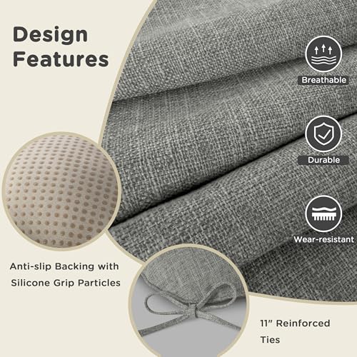 Image of AddGrace Chair Cushions for Dining Chairs Set of 2 Kitchen Seat Cushions with Ties and Non Slip Backing Tufted Indoor Seat Pad for Kitchen Dining Room 18 inch x 17 inch x 3 inch Light Grey