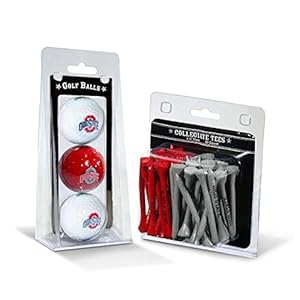 Team Golf NCAA Ohio State Buckeyes 3 Golf Balls And 50 Golf Tees Logo Imprinted Golf Balls (3 Count) & 2-3/4″ Regulation Golf Tees (50 Count), Multi Colored