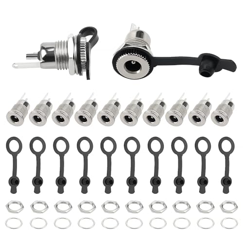 YIXISI 10 Pièces 5.5 x 2.1 mm Connecteurs Jack Filetés de Prise d'alimentation Femelle CC Kit, DC-099 Connecteurs, Prises Femelle d'alimentation DC, avec...