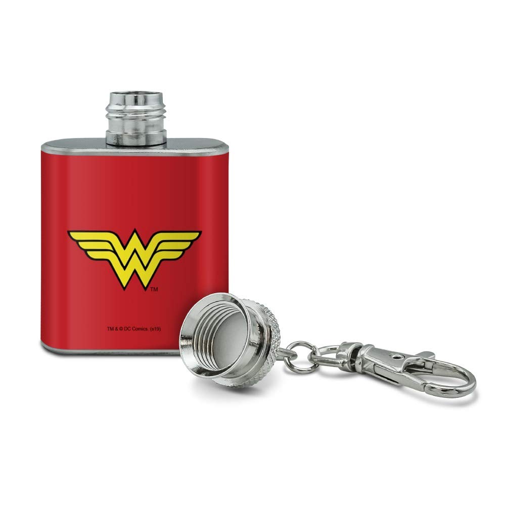 Wonder Woman Classic Logo Stainless Steel 1oz Mini Flask Key Chain