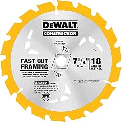 DEWALT Circular Saw Blade, 7 1/4 Inch, 18 Tooth, Wood Cutting (DW3192)