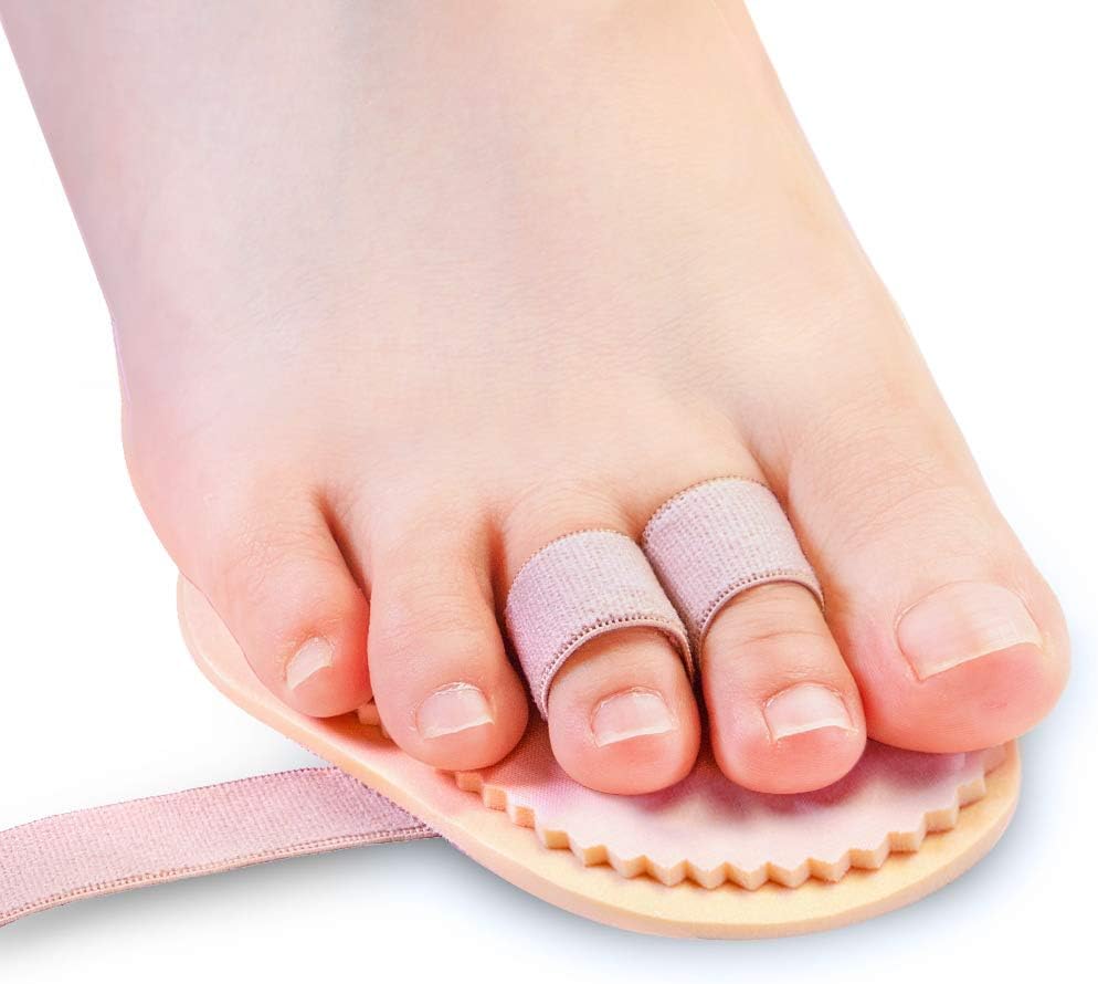Welnove - Hammer Toes Straightener Toe Splint Corrector for Claw, Curled, Crooked Toe, Cushion Brace Joint Realign Metatarsal Support Loop Pack of 2 (2 Holes)
