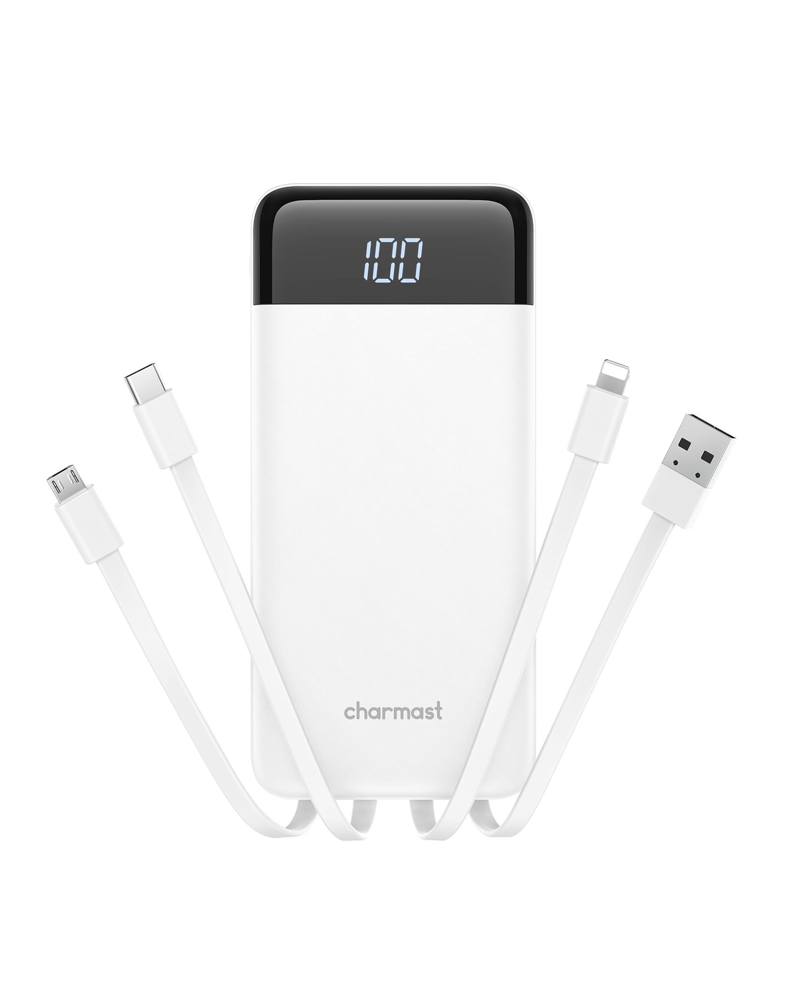 charmast 10000mAh Portable Charger with Built-in Cables, 6 Outputs & 3 Inputs Power Bank, Compact Travel Essential Battery Pack for iPhone 16/15, Samsung S25/S24, Google Pixel, iPad, AirPods & More — view 12