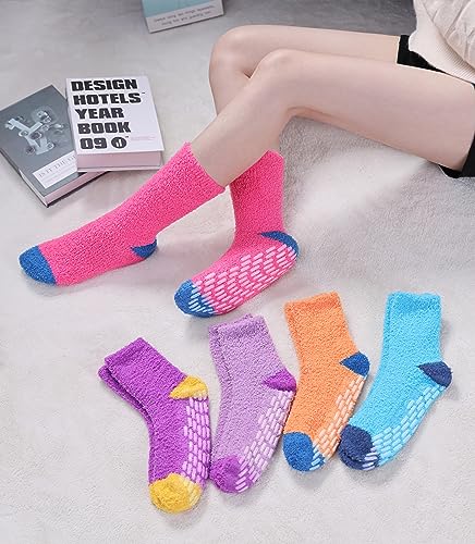 SDBING Non Slip Fuzzy Socks with Grips for Women - Hospital Slipper Socks3