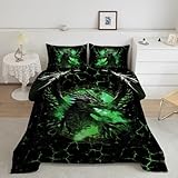 ZBIGTEE Legendary Green Lava Dragon Comforter Set, Dragon Comforter Twin Full Queen King, Comforter Set Dragon Dragon Quilt Blanket for Bed Microfiber Lightweight Animals Comforter Sets