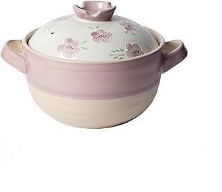 JORERAORMES土鍋耐熱陶器炊き込みご飯桜の絵柄デザイン 炊き込みキッチン用品です (紫羅蘭の浮き彫り 土鍋 3.8L)