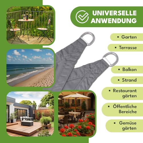 Toldo triangular 4m con protección UV e impermeable KRUMAD gris para jardín 6