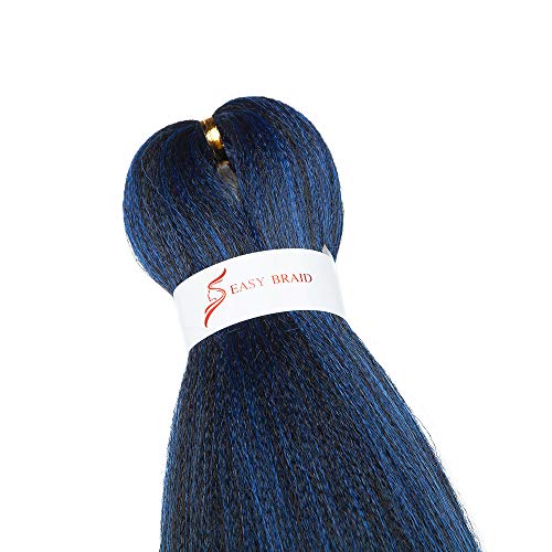 Ombre Braiding Hair Extensions 6 Pcs Easy Braiding Pre Stretched Hair Extension 26inch Synthetic Crochet Box Twist Braid Black&Blue - Image 4