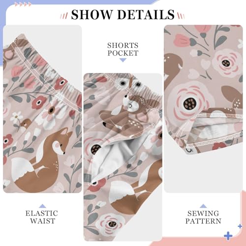 Boys' Pants Woodland Animal Fox Deer Rabbit Bird Butterfly Long Bottoms Elastic Waist Trousers with Pockets S-XL 6