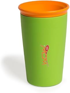 Wow Cup for Kids Original 360 Sippy Cup, Green with Orange Lid, 9 oz