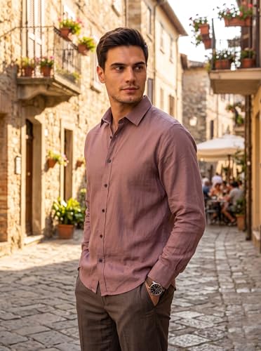 Image of Men's Cotton Blend Solid Casual Shirt Regular Fit Full Sleeve Shirt for Men Plain Formal & Casual Wear Collared Button Down Shirt