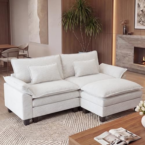 Image of URRED Oversized Modular Sectional Sofa，Solid Beige：87 inch L Shaped