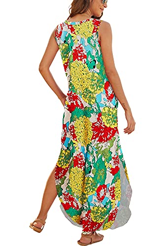 Image of Hount Women's Casual Summer Sleeveless Dress Loose Split Maxi Dresses with Pockets