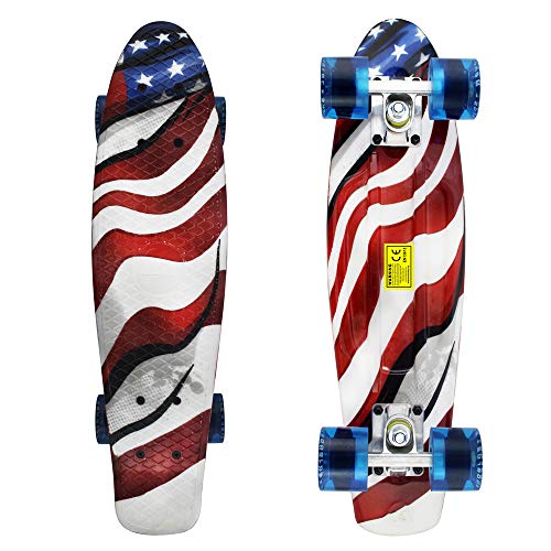 Skateboards Kids Mini 22 Inch Cruiser Beginner Skateboard Boys Board For Girl Youth Children Toddler Teenagers Adults Patinetas Dog (American Flag) #TOP1