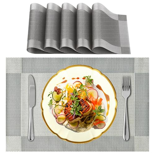 SLEEKBODE™ Dining Table Mats 6 Pieces Waterproof | Placemats for Dining Table | Heat Resistant Mats for Dining Table Accessories | Bed Side Table Mats | Table Placemats | Dining Table Cover | Foodmat