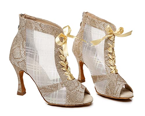 Chaussures danse latine anti-glisse confortables à talon beige 9cm - 6
