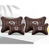 マツダ CX-3/CX-4//CX-5/CX-8/アテンザ/アクセラ/デミオ 全シリーズ対応 車用ヘッドレスト＆バッククッション 運転用メモリーフォーム枕 首・腰サポート 通勤・長距離ドライブに 車載用 ネックパッド 腰枕 (モカブラウン，4個セット, マツダ) [並行輸入品]